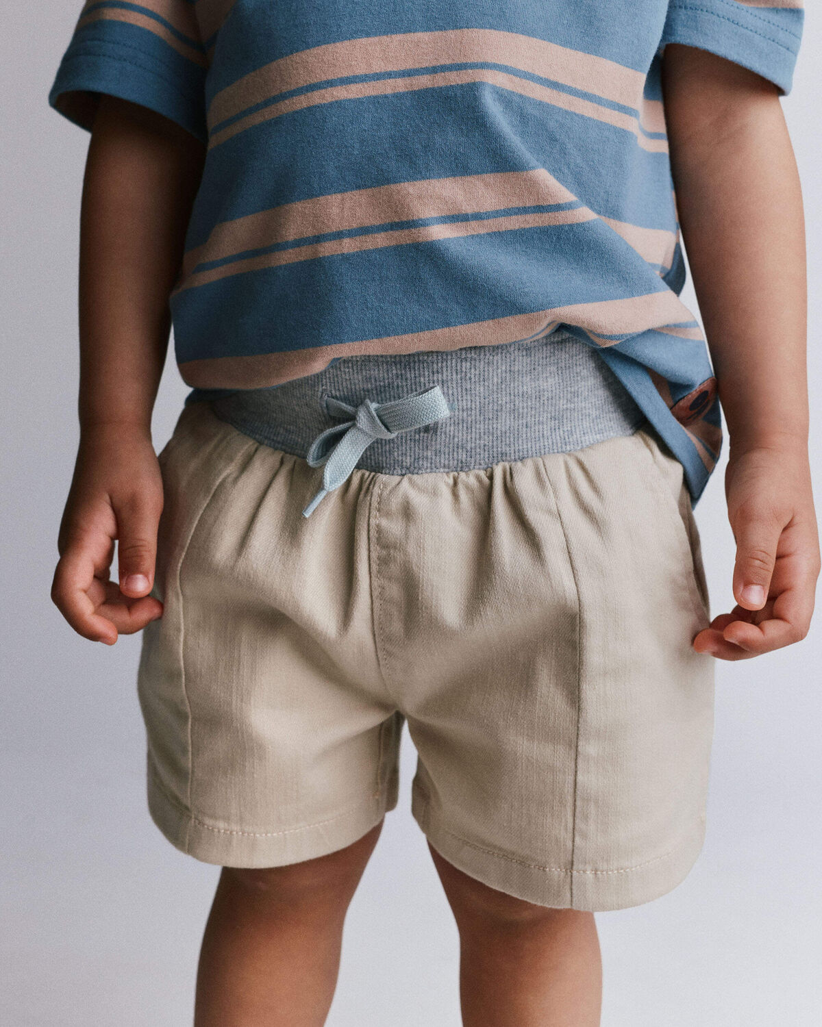 Toddler Boy Long-Line Shorts - Tan