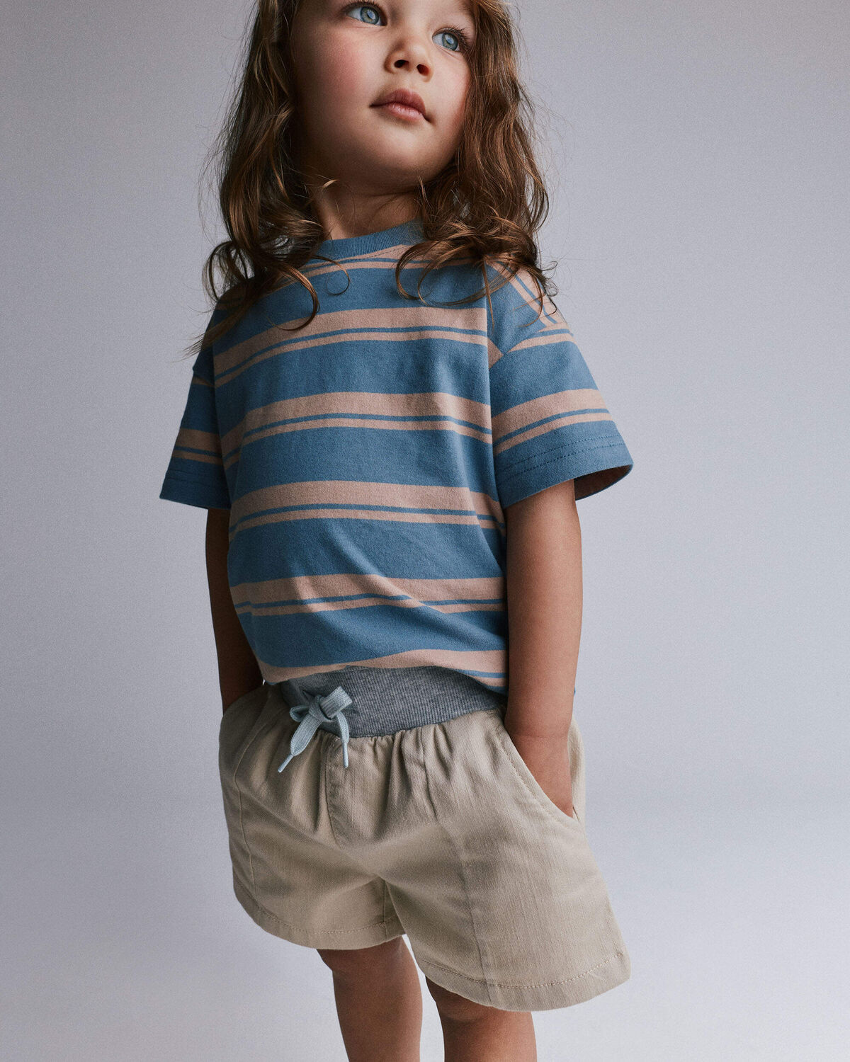 Toddler Boy Long-Line Shorts - Tan - Image 3