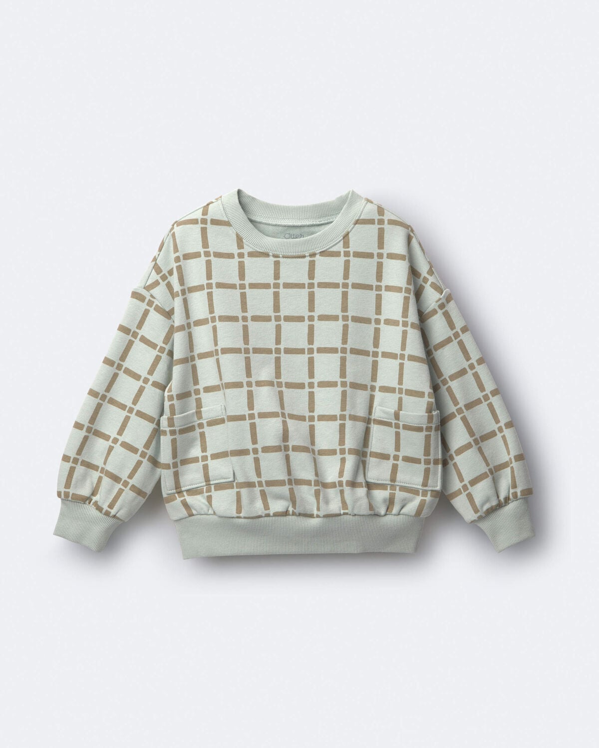 Toddler Otter Sweatshirt™ with Pockets in Checkered Print - Light Blue - Image 2