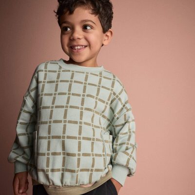 Toddler Otter Sweatshirt™ with Pockets in Checkered Print - Light Blue