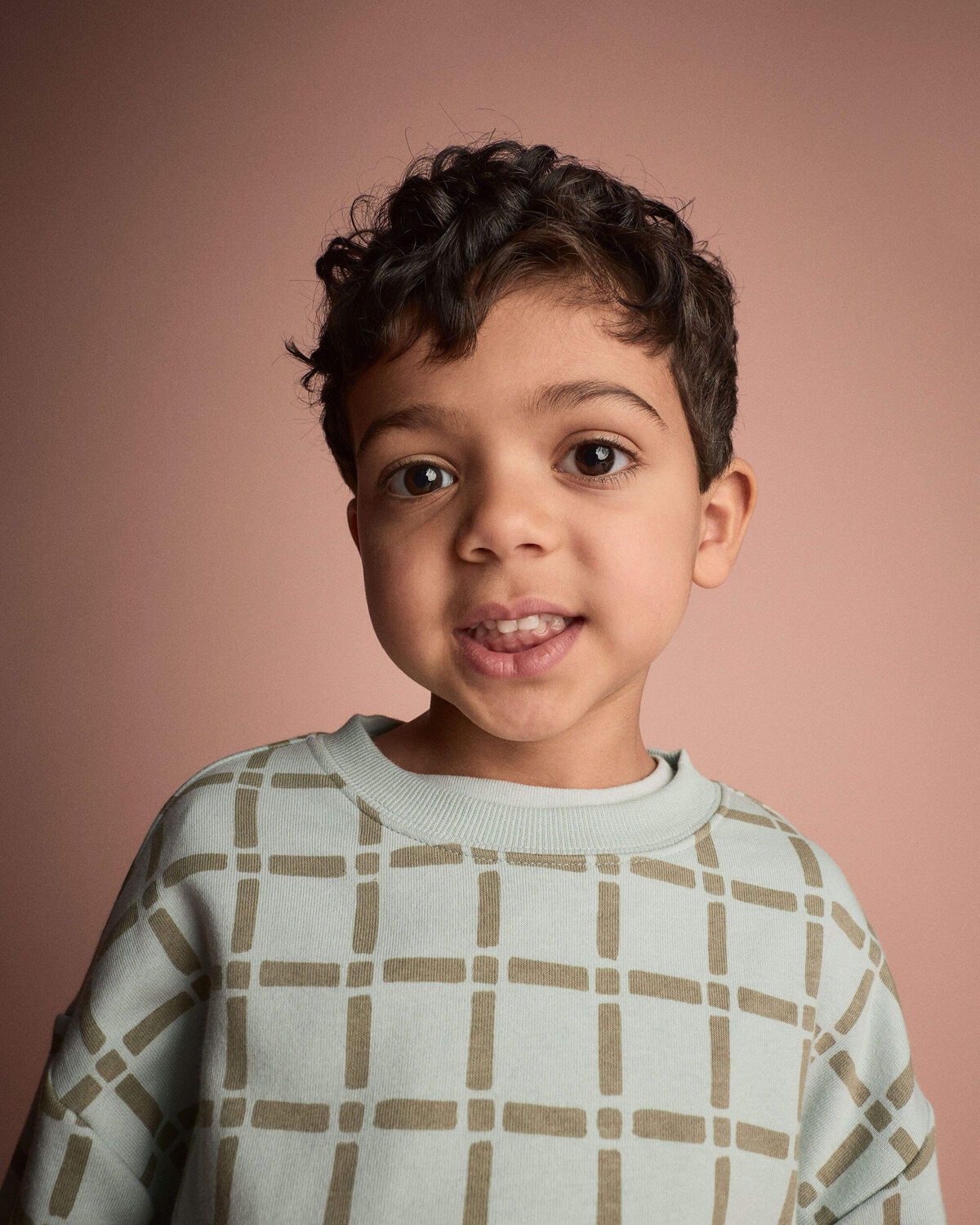 Toddler Otter Sweatshirt™ with Pockets in Checkered Print - Light Blue - Image 4