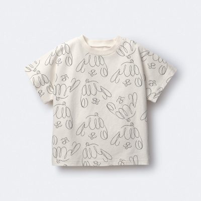 Toddler Dolman Tee in Dog Print - Cream