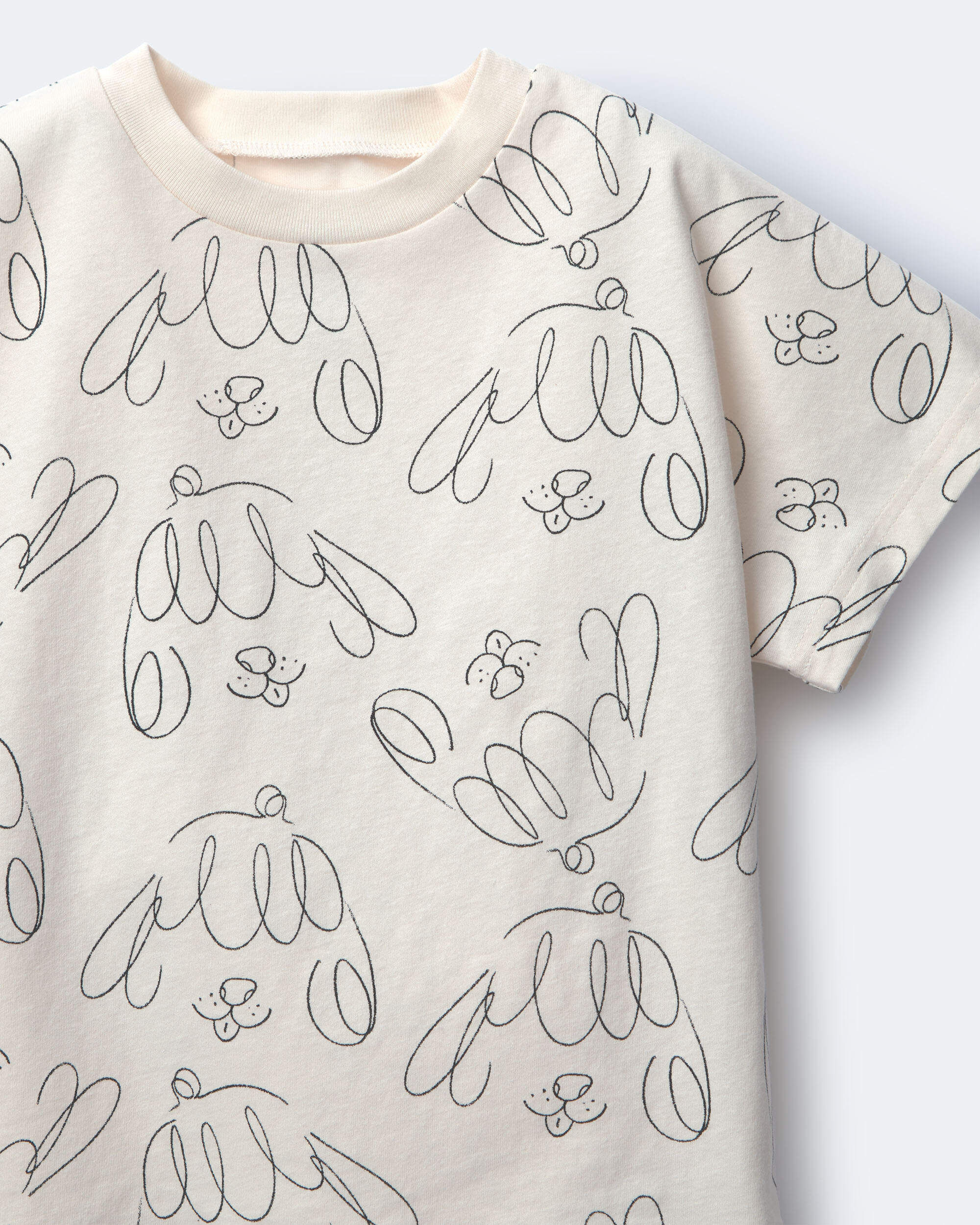 Toddler Dolman Tee in Dog Print - Cream - Image 3