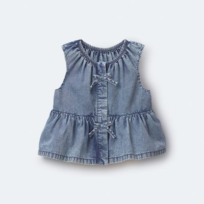 Toddler Girl Peplum Top in Chambray