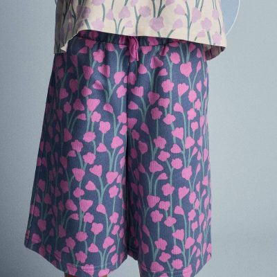Toddler Girl Wide-Leg Pants in Wildflowers - Blue/Purple