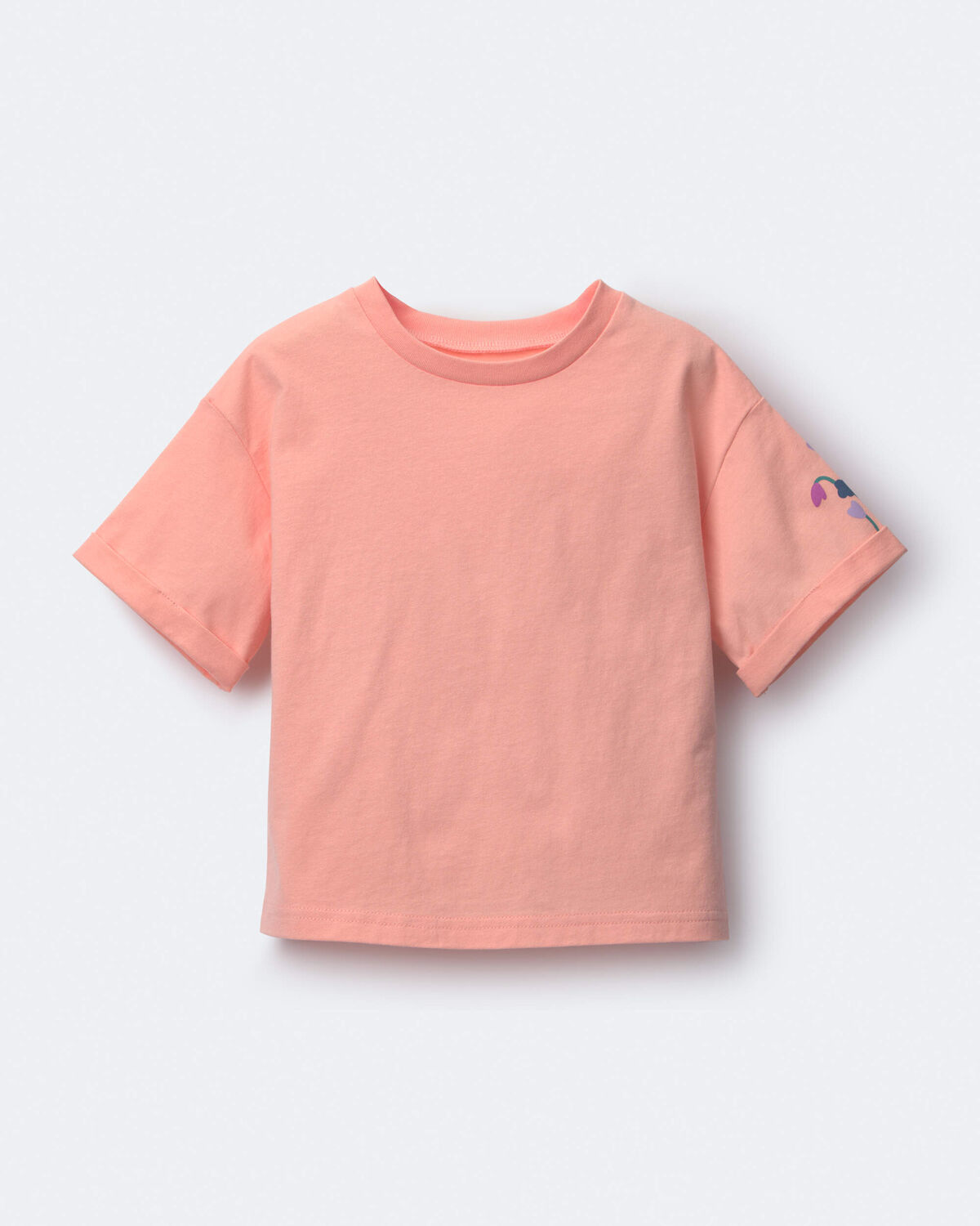 Toddler Girl Rolled Cuff Tee - Light Pink
