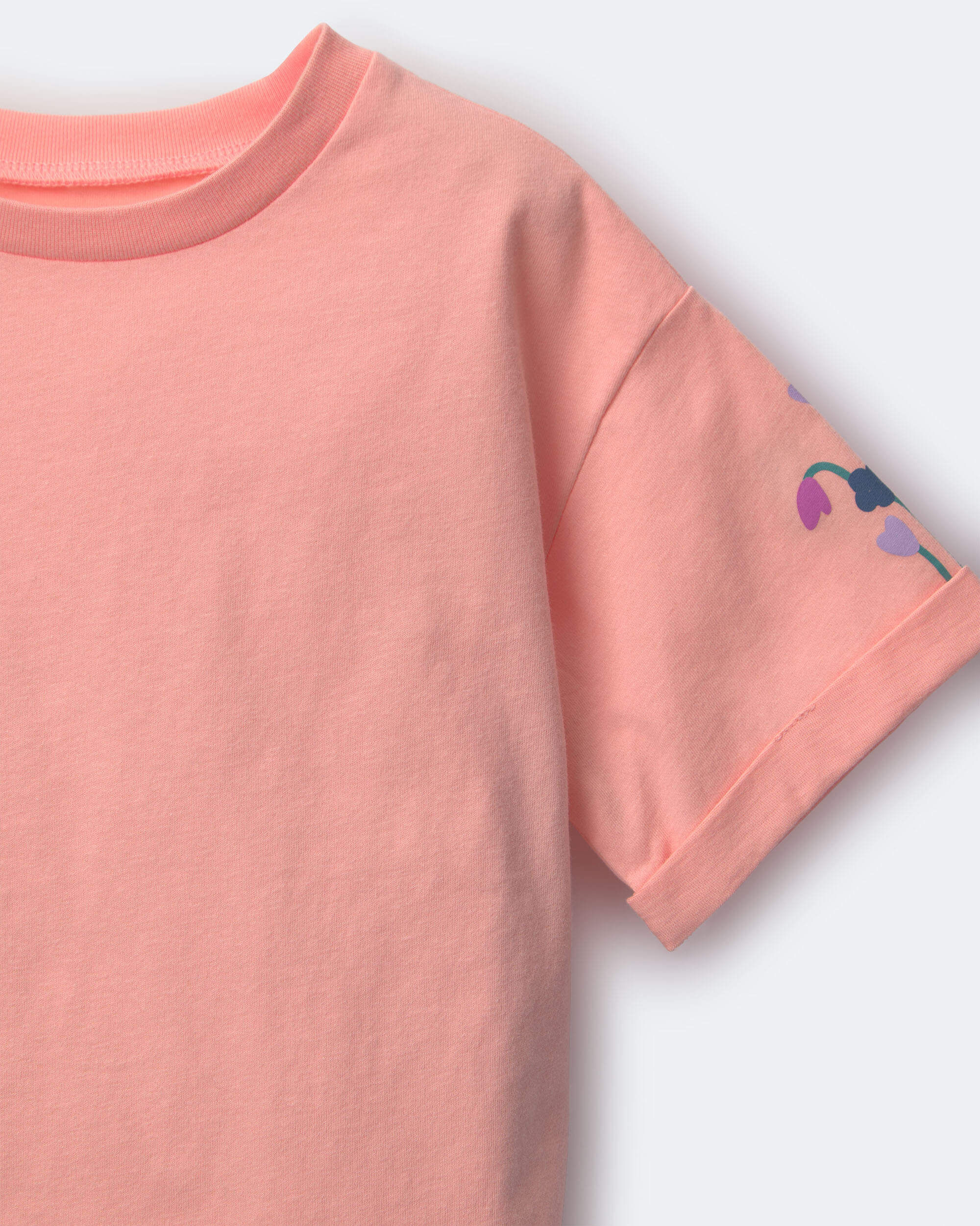 Toddler Girl Rolled Cuff Tee - Light Pink - Image 3