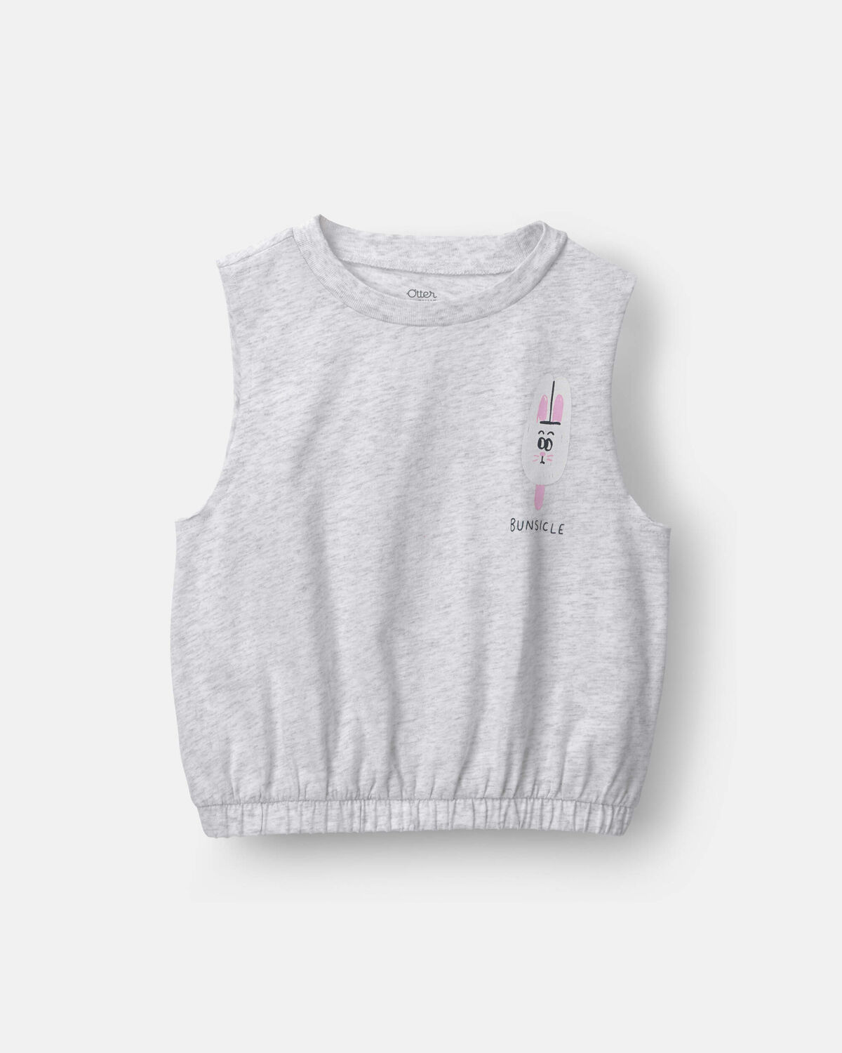Toddler Girl 'Bunsicle' Elastic Waist Tank - Heather Grey - Image 2