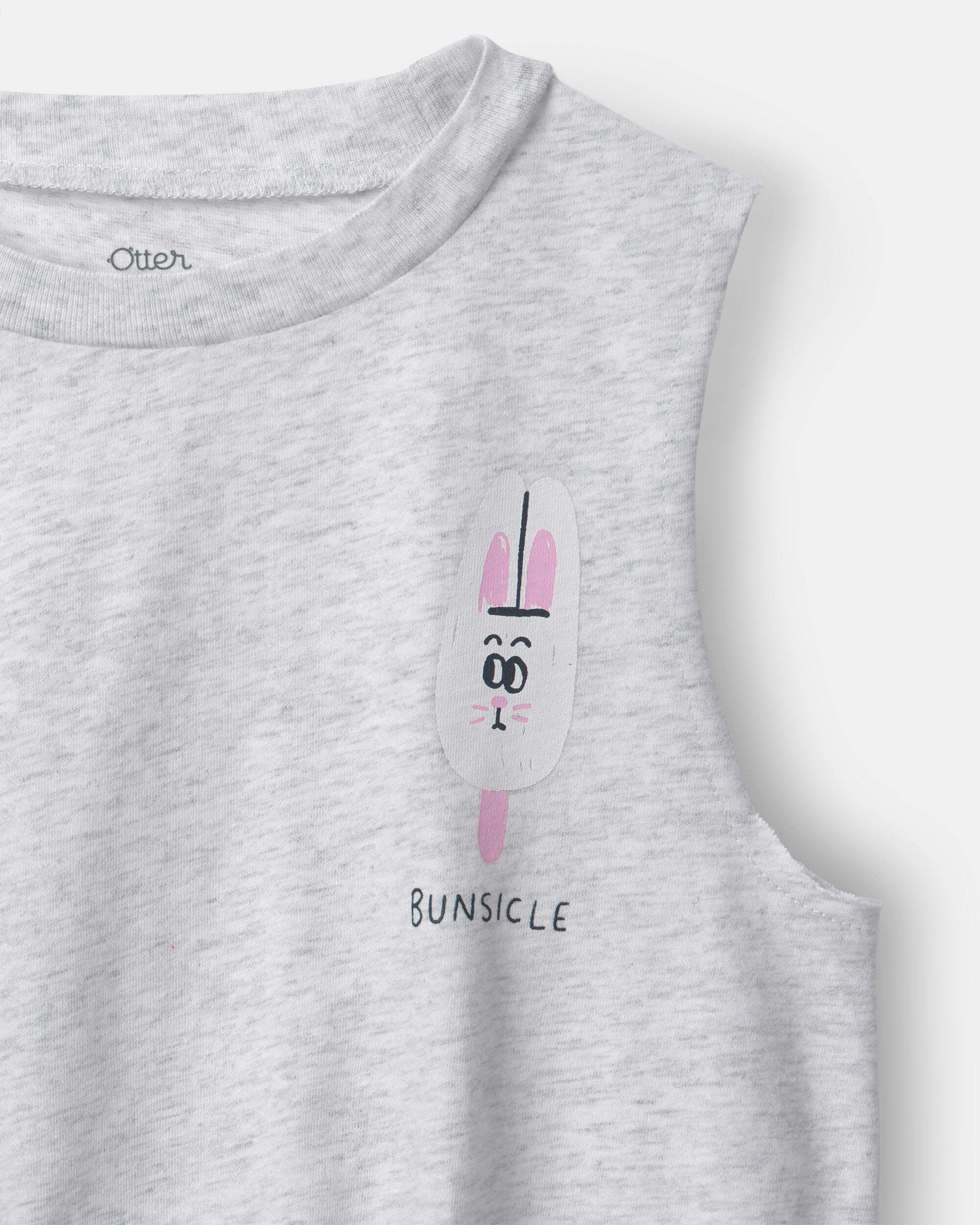 Toddler Girl 'Bunsicle' Elastic Waist Tank - Heather Grey - Image 6