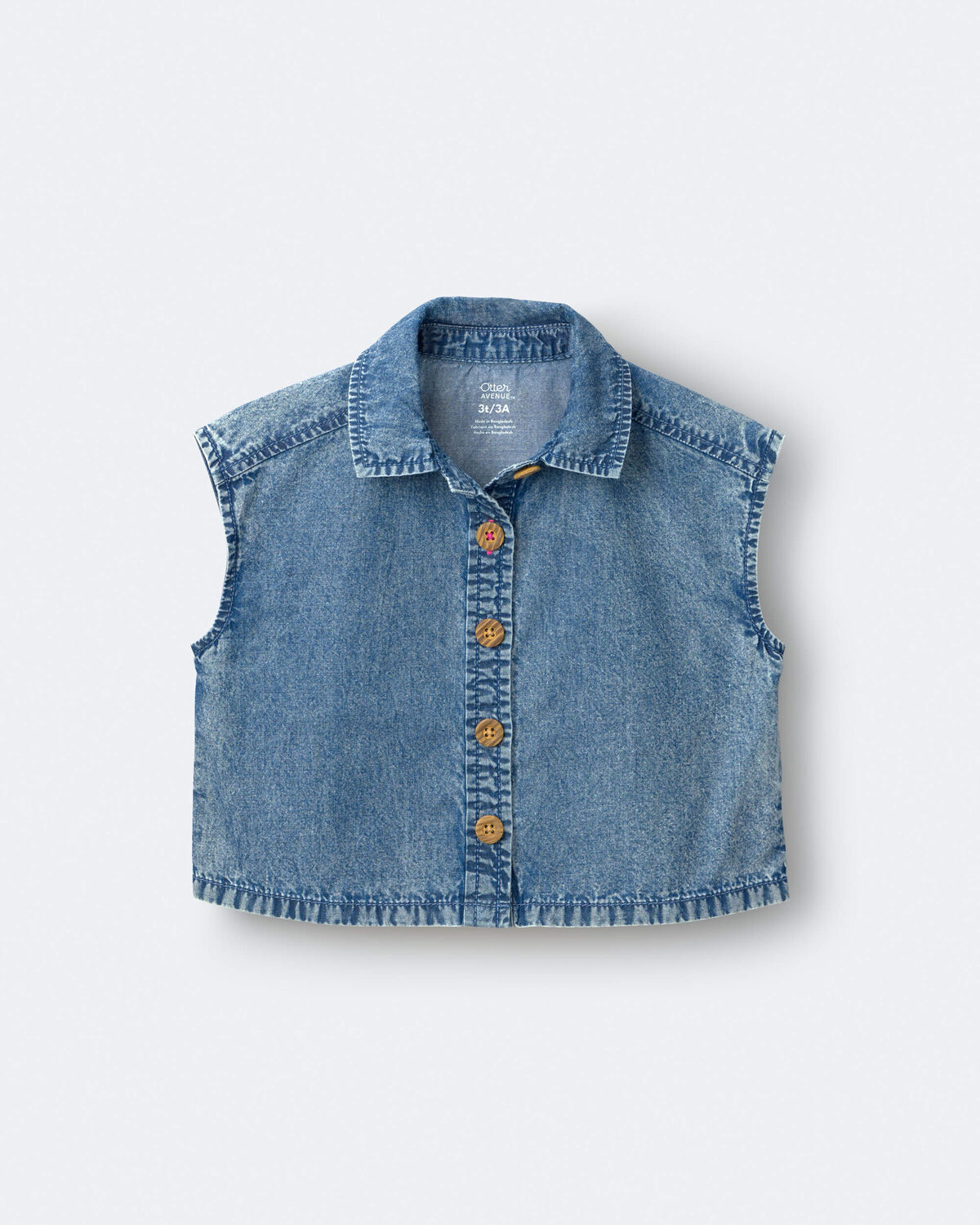 Toddler Girl Sleeveless Button-Down Top in Chambray - Image 2