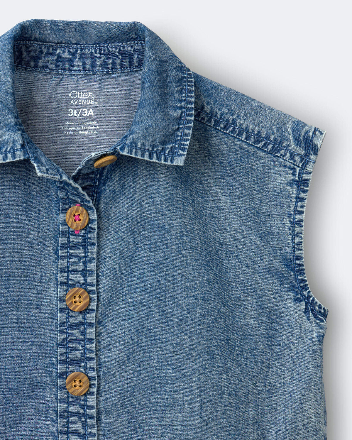 Toddler Girl Sleeveless Button-Down Top in Chambray - Image 5