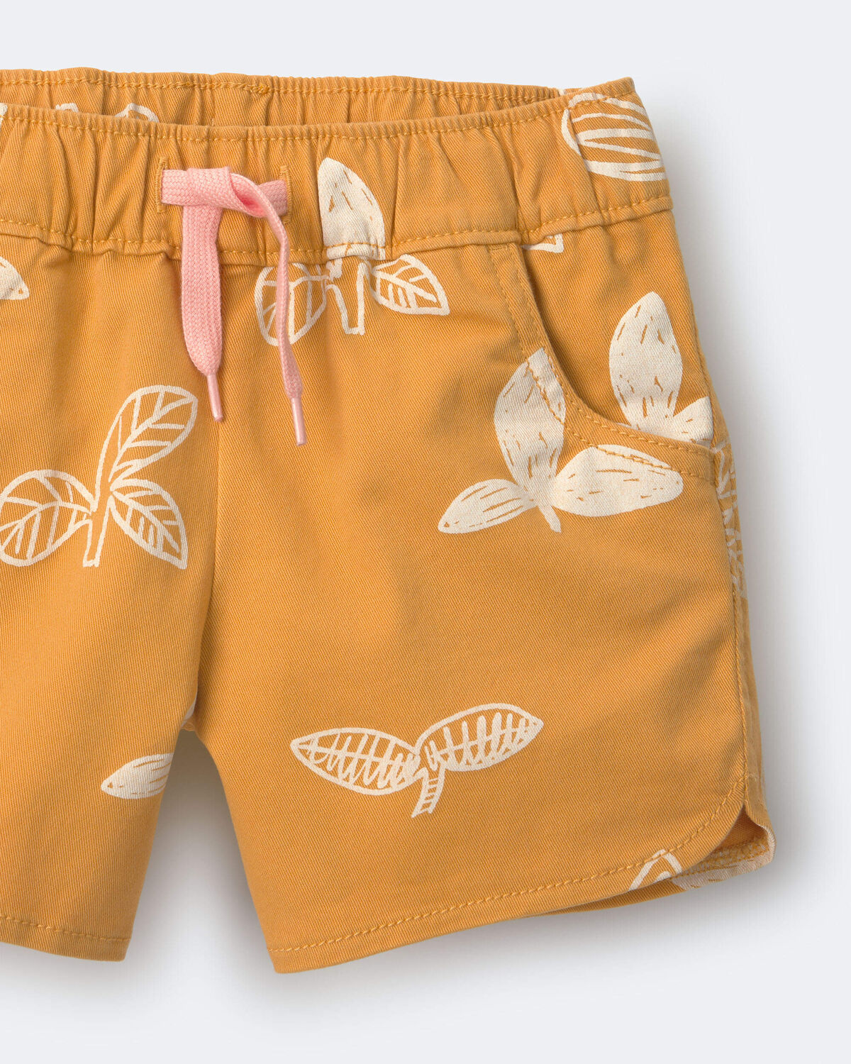 Toddler Girl Dolphin Hem Short in Plant Print - Golden Yellow - Image 6