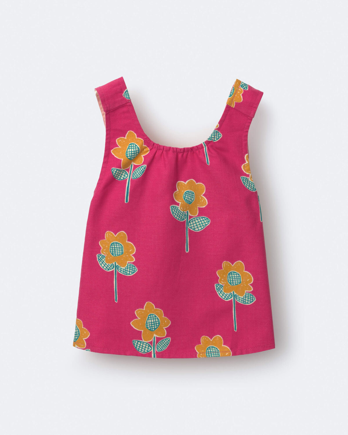 Toddler Girl Reversible Cross-Back Top in Floral Print - Hot Pink - Image 2
