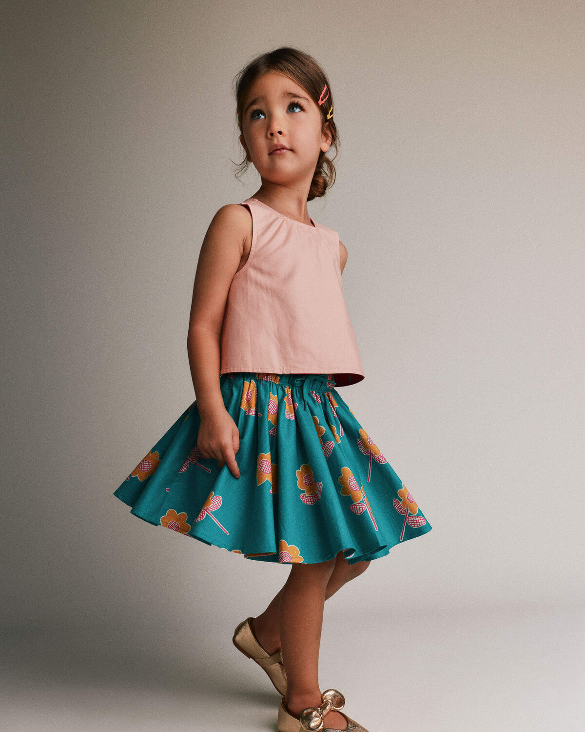 Toddler Girl Reversible Cross-Back Top in Floral Print - Hot Pink - Image 3