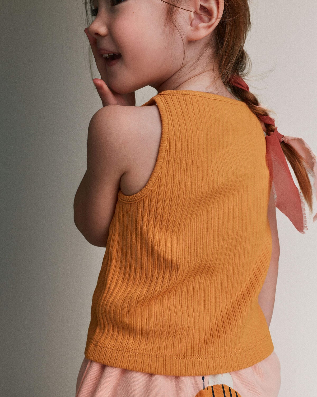 Toddler Girl Tie-Front Ribbed Tank - Golden Yellow - Image 4
