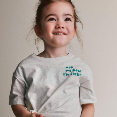 Toddler Girl 'Ask Me How I'm Feeling' Rolled Cuff Tee - Heather Grey
