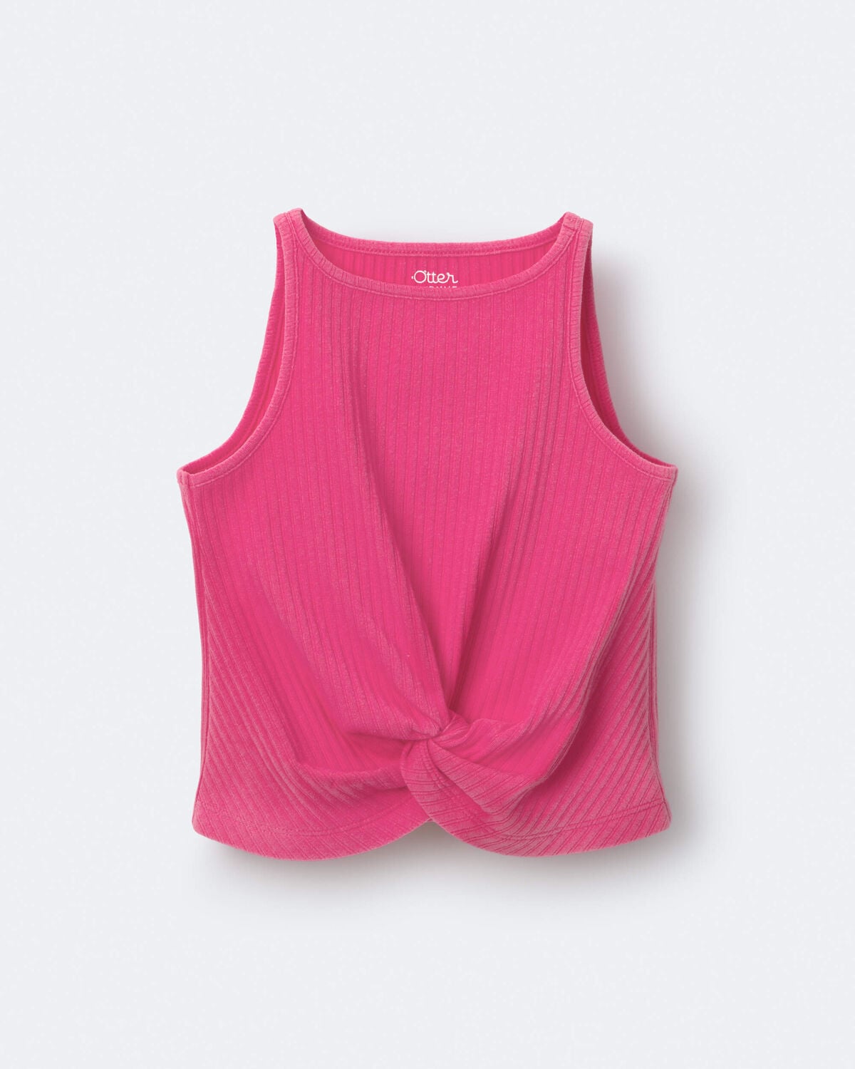 Toddler Girl Tie-Front Ribbed Tank - Hot Pink - Image 2