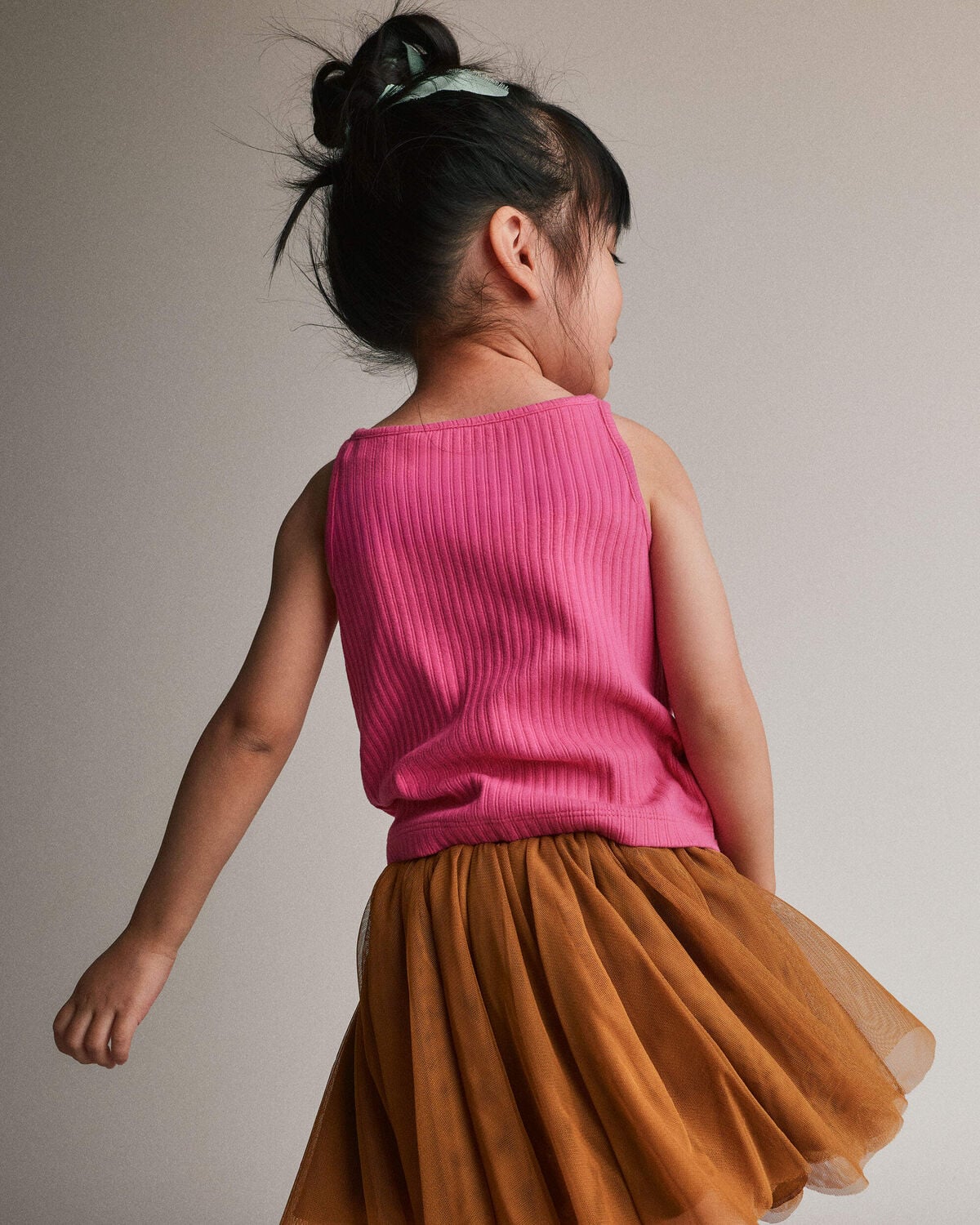 Toddler Girl Tie-Front Ribbed Tank - Hot Pink - Image 4