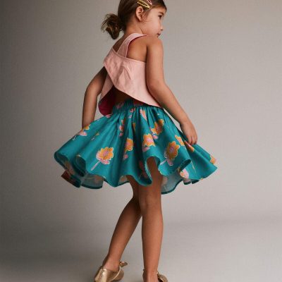 Toddler Girl Avenue Twirl™ Mini Skirt in Floral Print - Teal