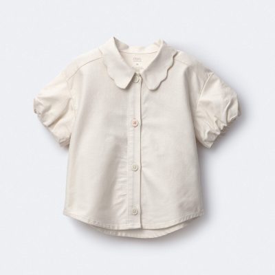Toddler Girl Scalloped Collar Top - Cream