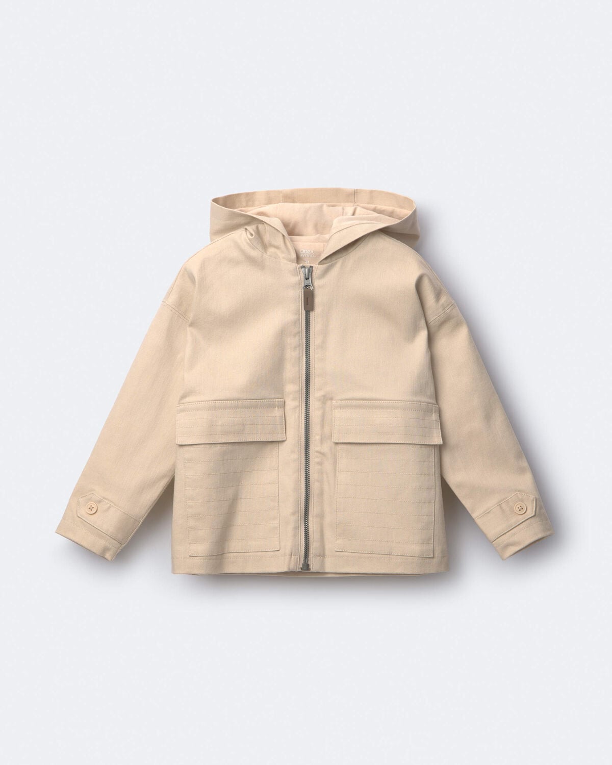 Toddler Boy Zip-Up Hooded Jacket with Pockets - Khaki - Image 2