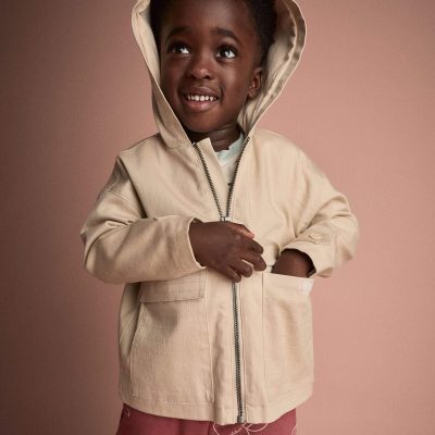 Toddler Boy Zip-Up Hooded Jacket with Pockets - Khaki