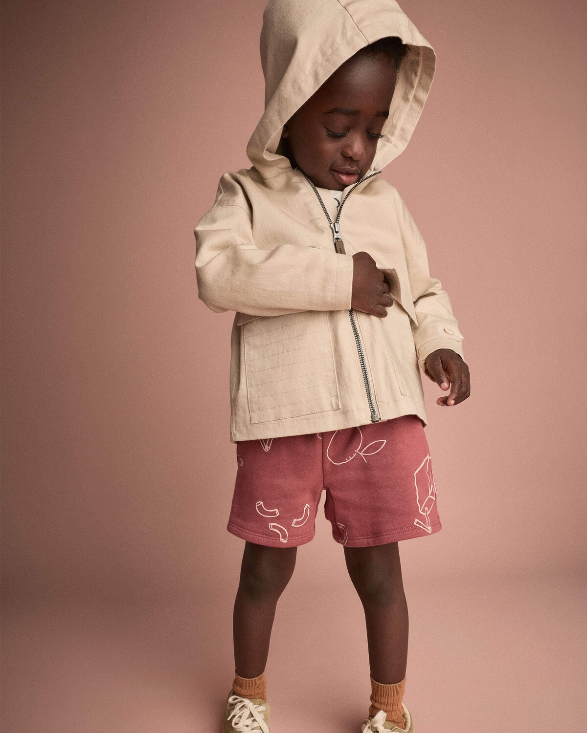 Toddler Boy Zip-Up Hooded Jacket with Pockets - Khaki - Image 5