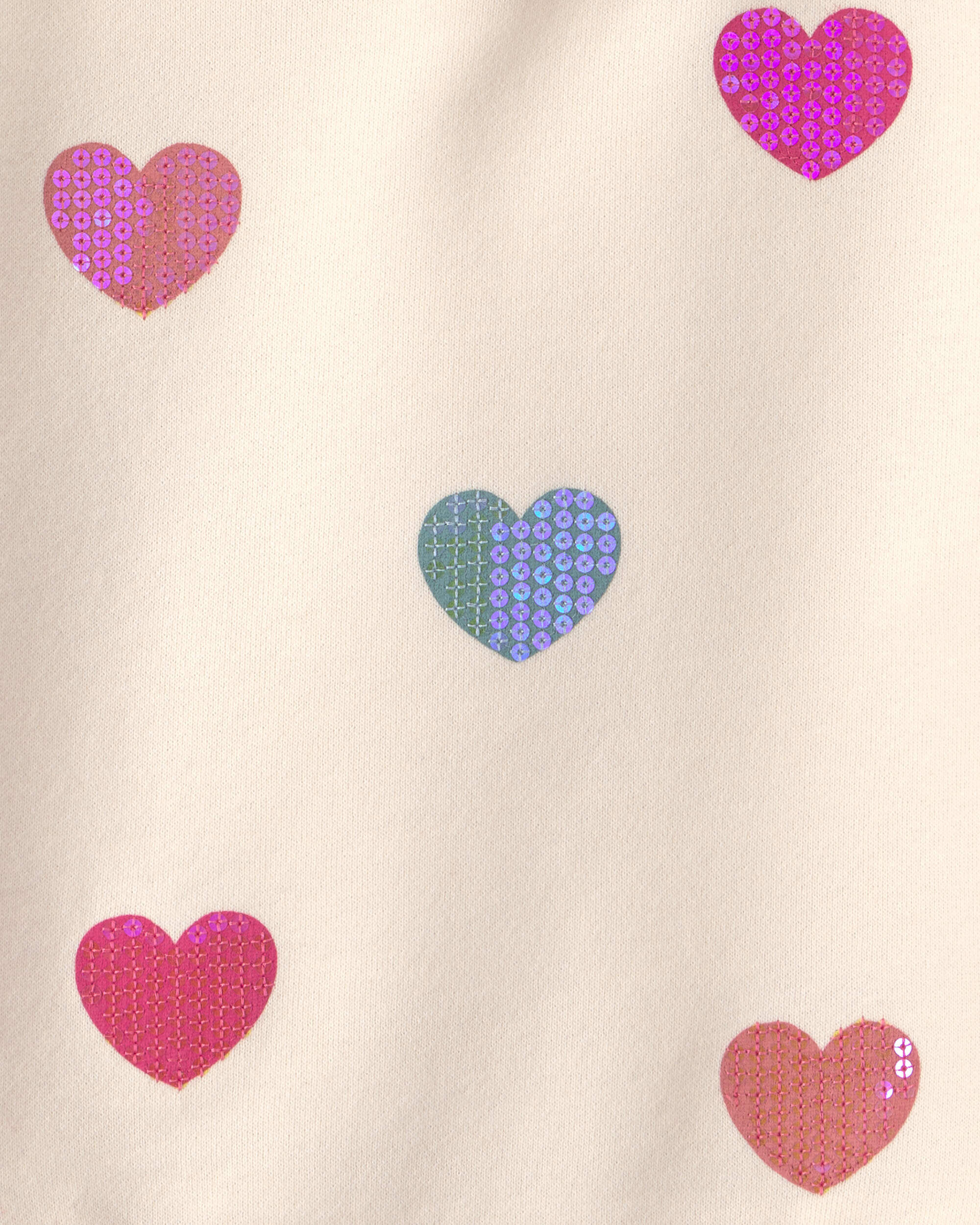 Toddler Girl Sequin Heart French Terry Pullover Sweatshirt - Cream - Image 5