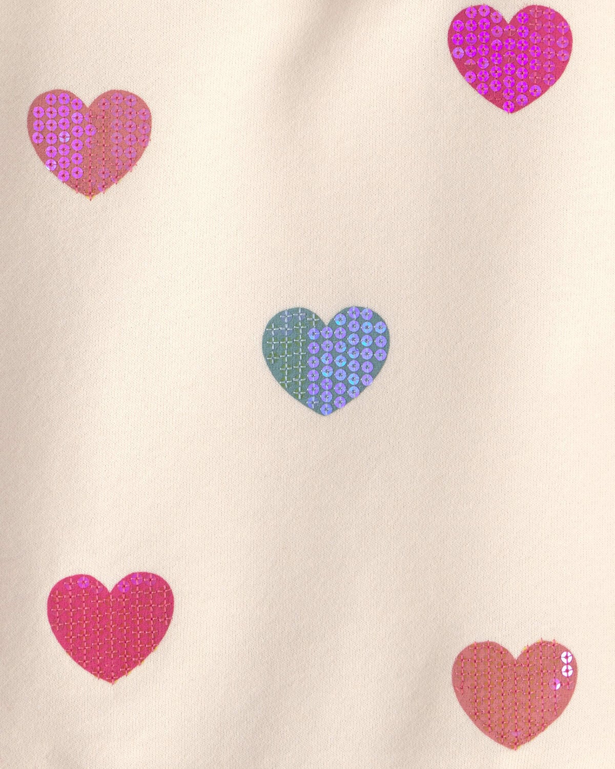 Toddler Girl Sequin Heart French Terry Pullover Sweatshirt - Cream - Image 3