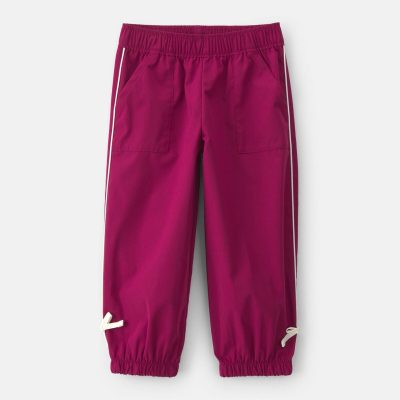 Toddler Girl Bow-Cuff Poplin Joggers - Burgundy