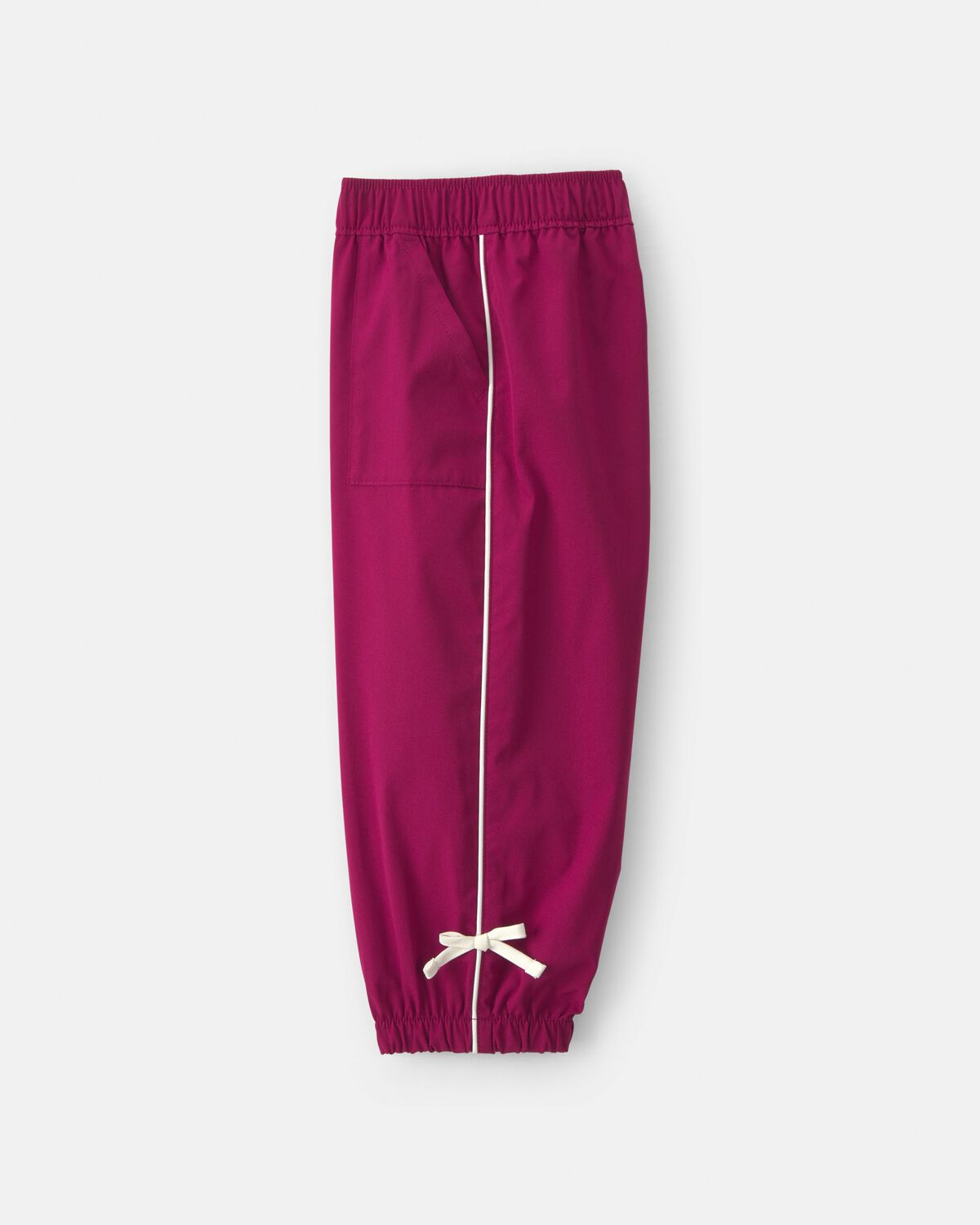 Toddler Girl Bow-Cuff Poplin Joggers - Burgundy - Image 5