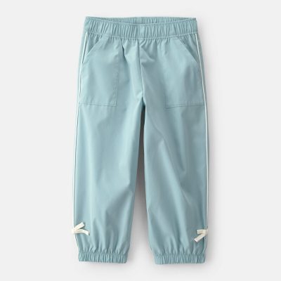 Toddler Girl Bow-Cuff Poplin Joggers - Blue