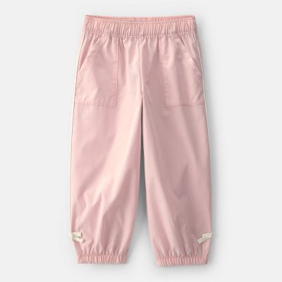 Toddler Girl Bow-Cuff Poplin Joggers - Pink