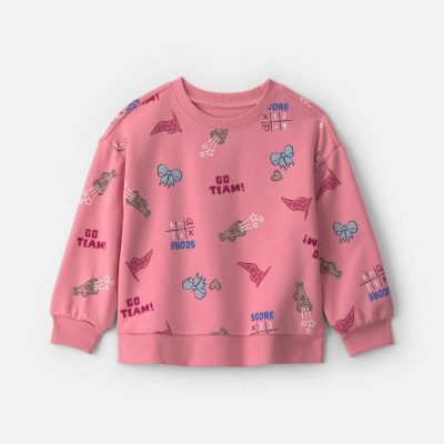 Toddler Girl School Spirit French Terry Pullover Sweatshirt - Pink