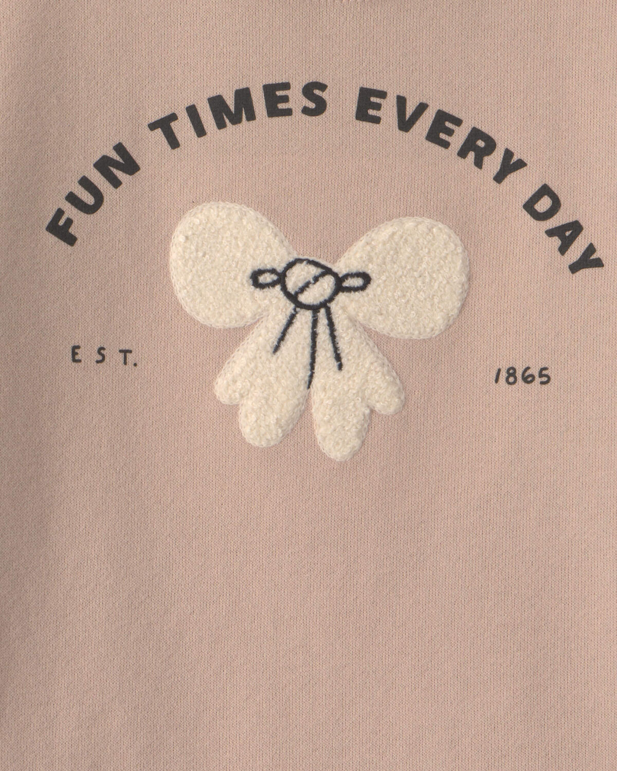 Toddler Girl 'Fun Times Every Day' Bow French Terry Pullover Sweatshirt - Tan - Image 2