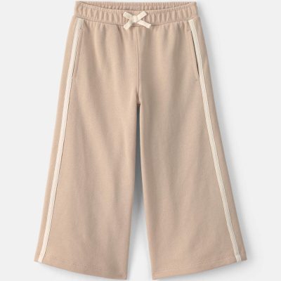 Toddler Girl French Terry Wide-Leg Pants - Tan
