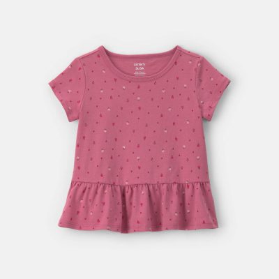 Toddler Girl Floral Peplum Top - Pink