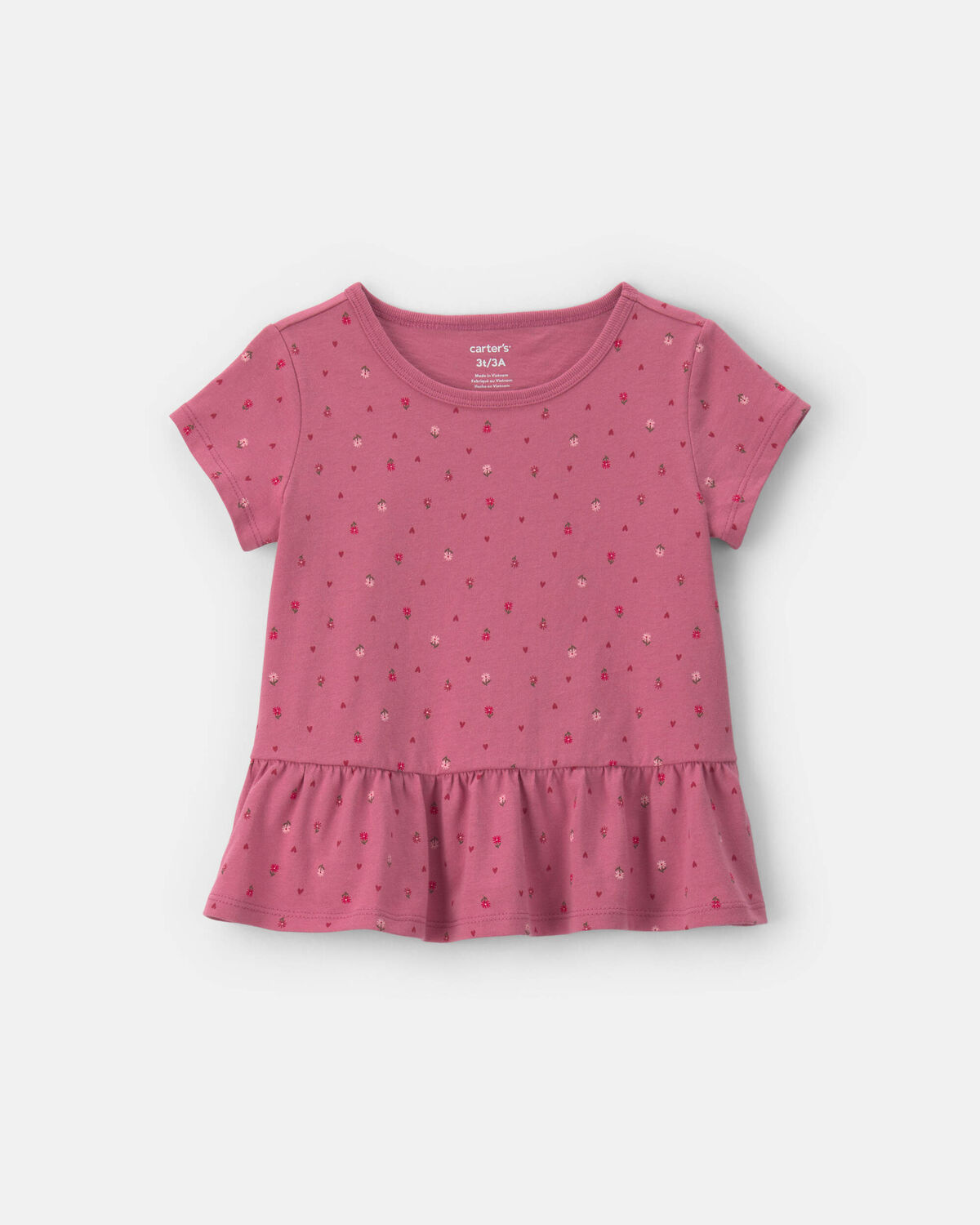 Toddler Girl Floral Peplum Top - Pink