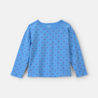 Toddler Girl Bow Long-Sleeve Top - Blue