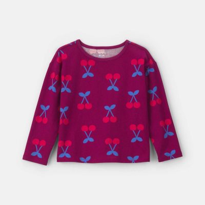 Toddler Girl Cherry Long-Sleeve Top - Burgundy