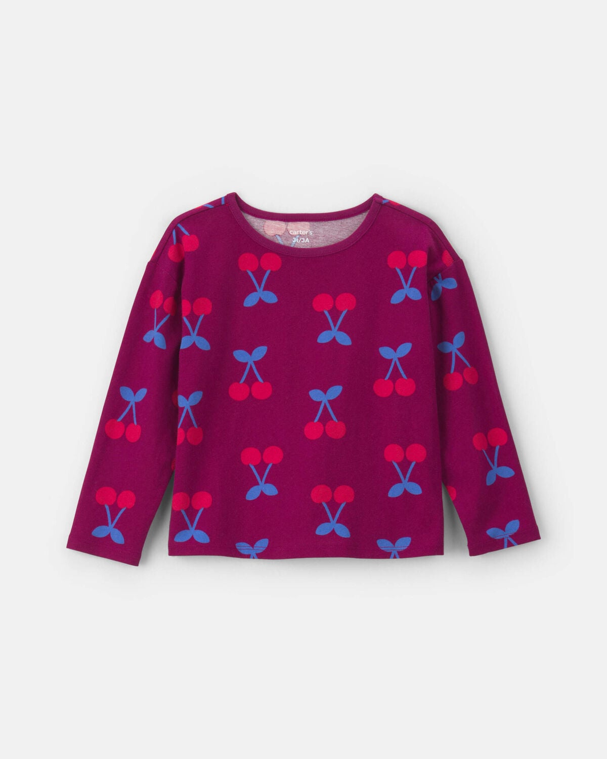 Toddler Girl Cherry Long-Sleeve Top - Burgundy