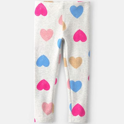 Toddler Girl Heart Cotton Pull-On Stretch Leggings