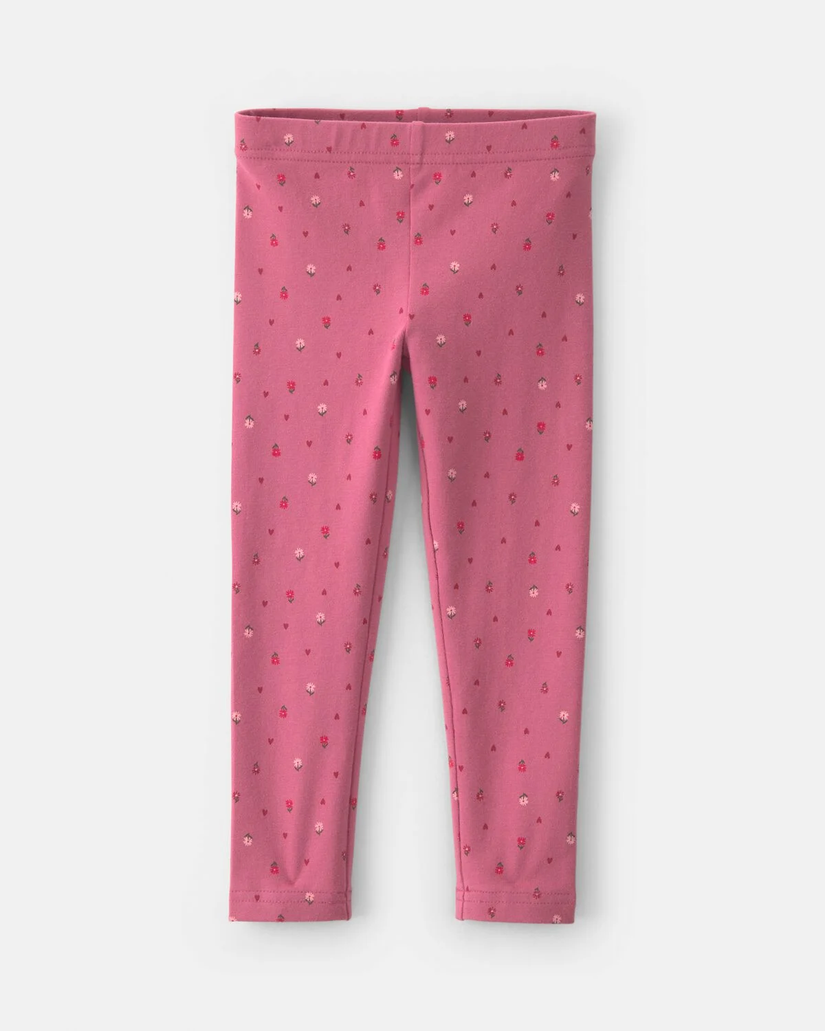 Toddler Girl Floral Cotton Pull-On Stretch Leggings - Pink