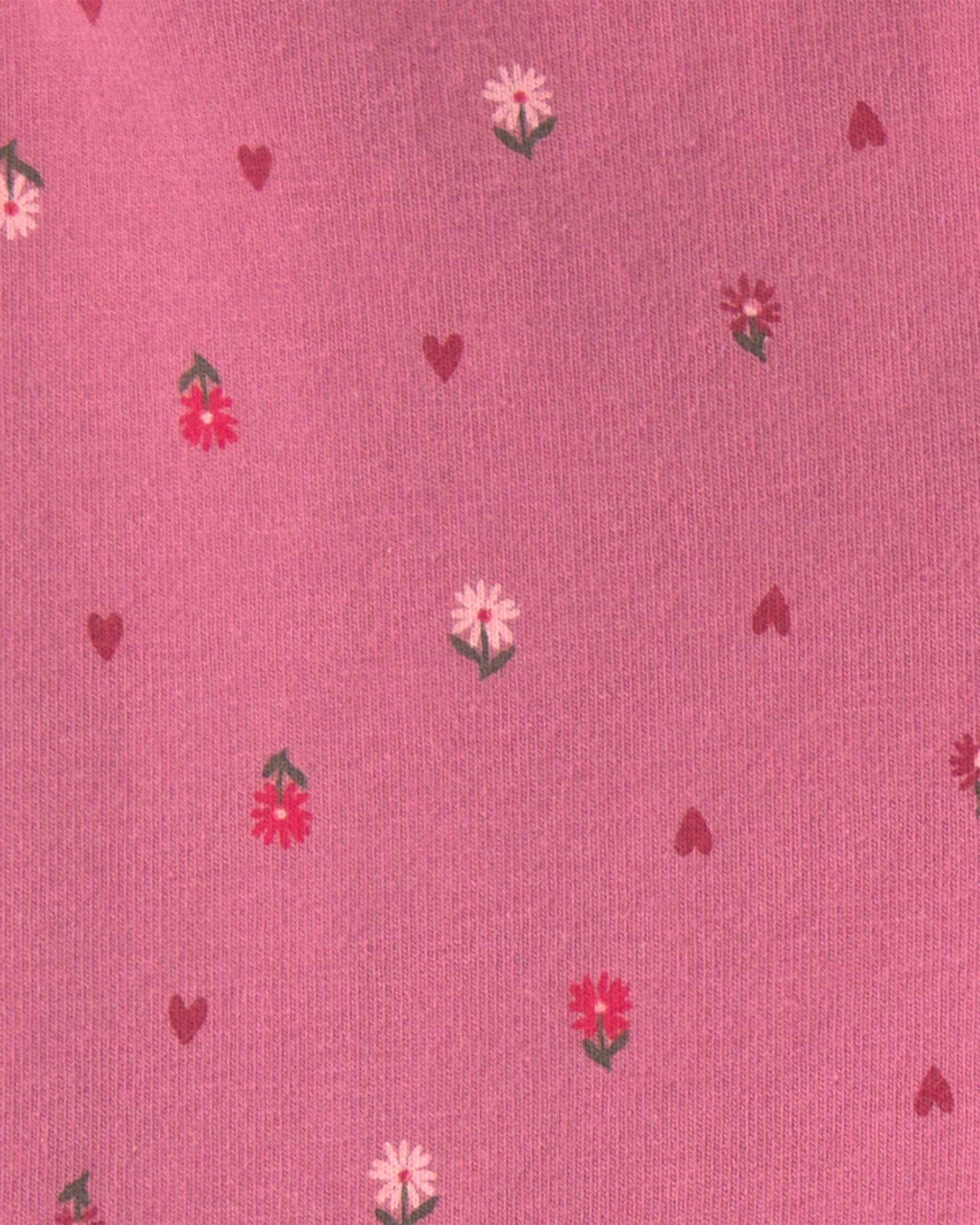 Toddler Girl Floral Cotton Pull-On Stretch Leggings - Pink - Image 4