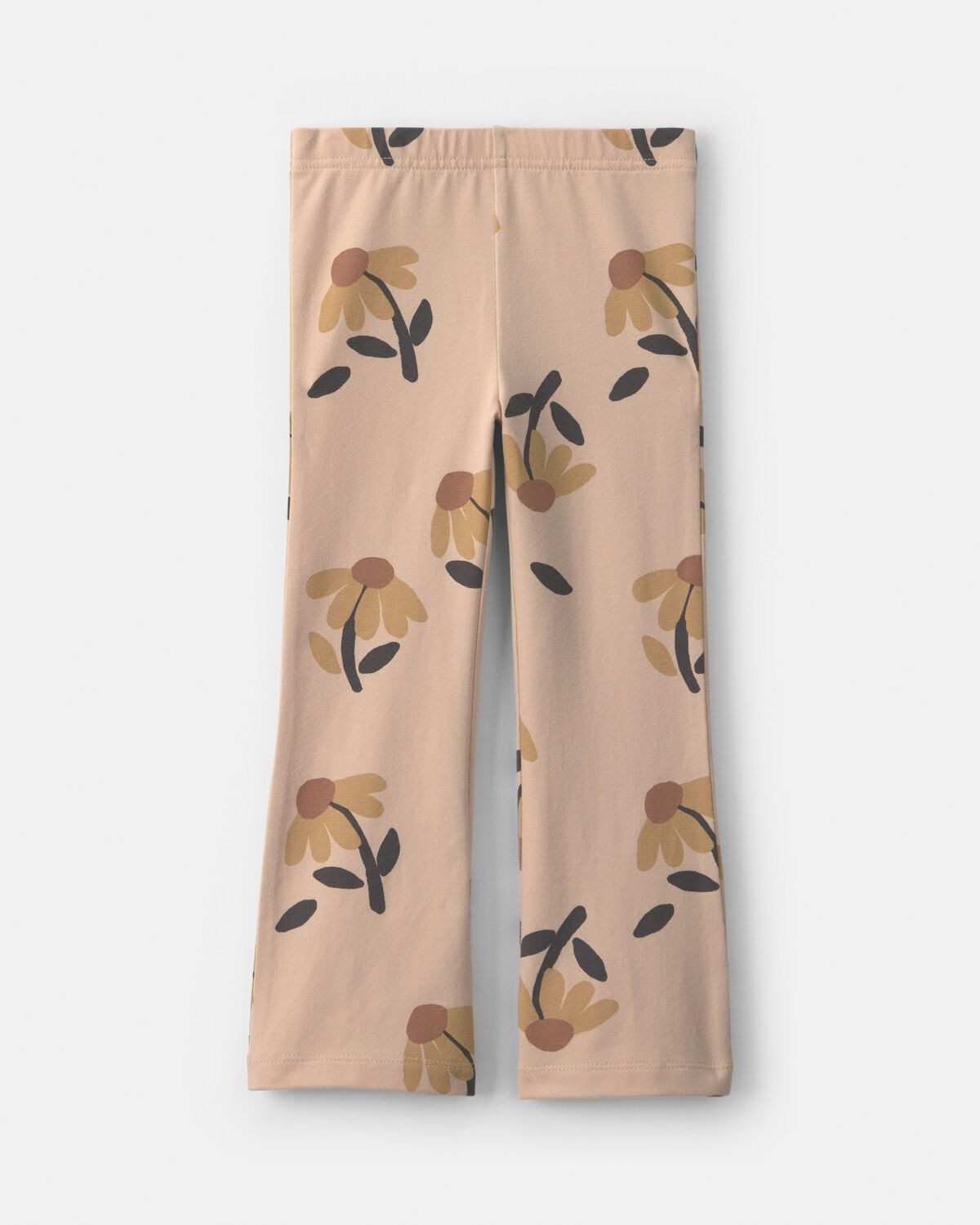 Toddler Girl Floral Cotton Pull-On Stretch Flare Leggings - Tan - Image 2