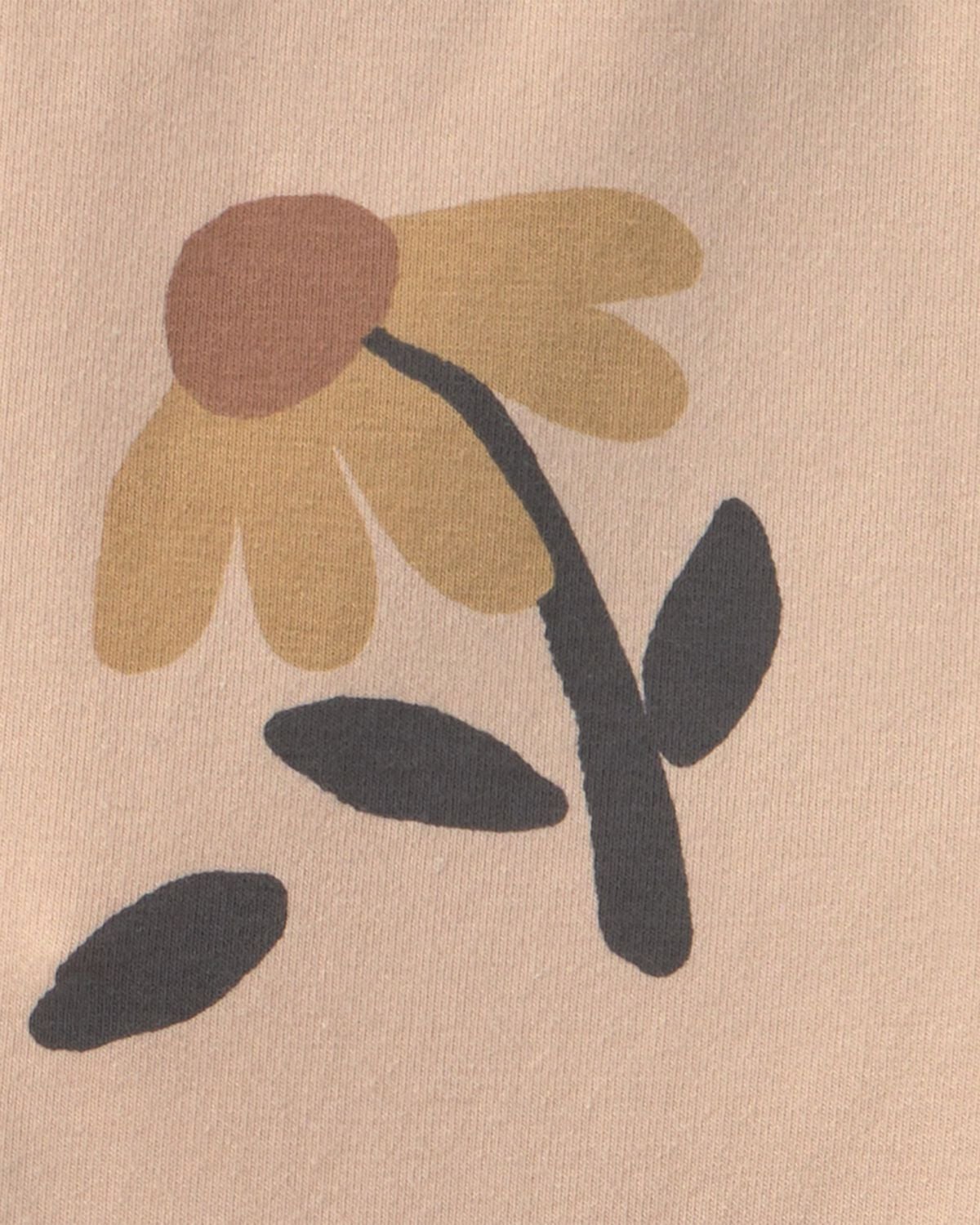 Toddler Girl Floral Cotton Pull-On Stretch Flare Leggings - Tan - Image 3