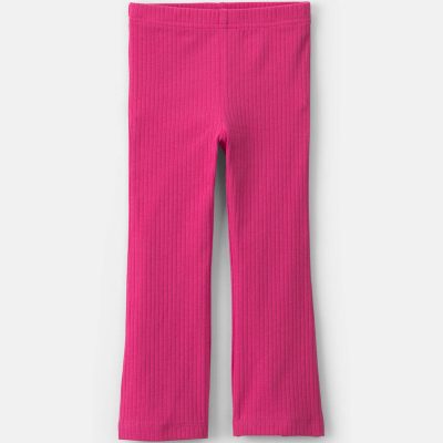 Toddler Girl Ribbed Pull-On Stretch Flare Leggings - Pink