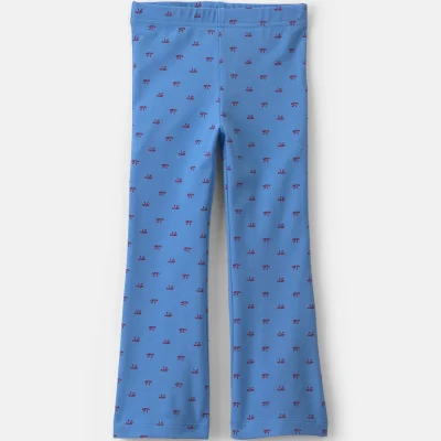 Toddler Girl Bow Cotton Pull-On Stretch Flare Leggings - Blue
