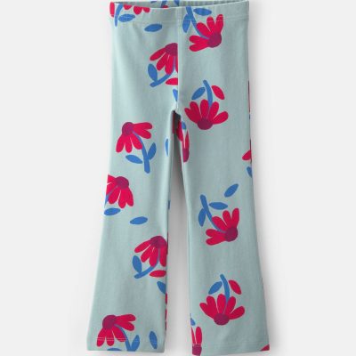 Toddler Girl Floral Pull-On Stretch Flare Leggings - Blue/Red