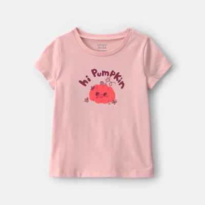 Toddler Girl Halloween 'Hi Pumpkin' Graphic Tee - Pink